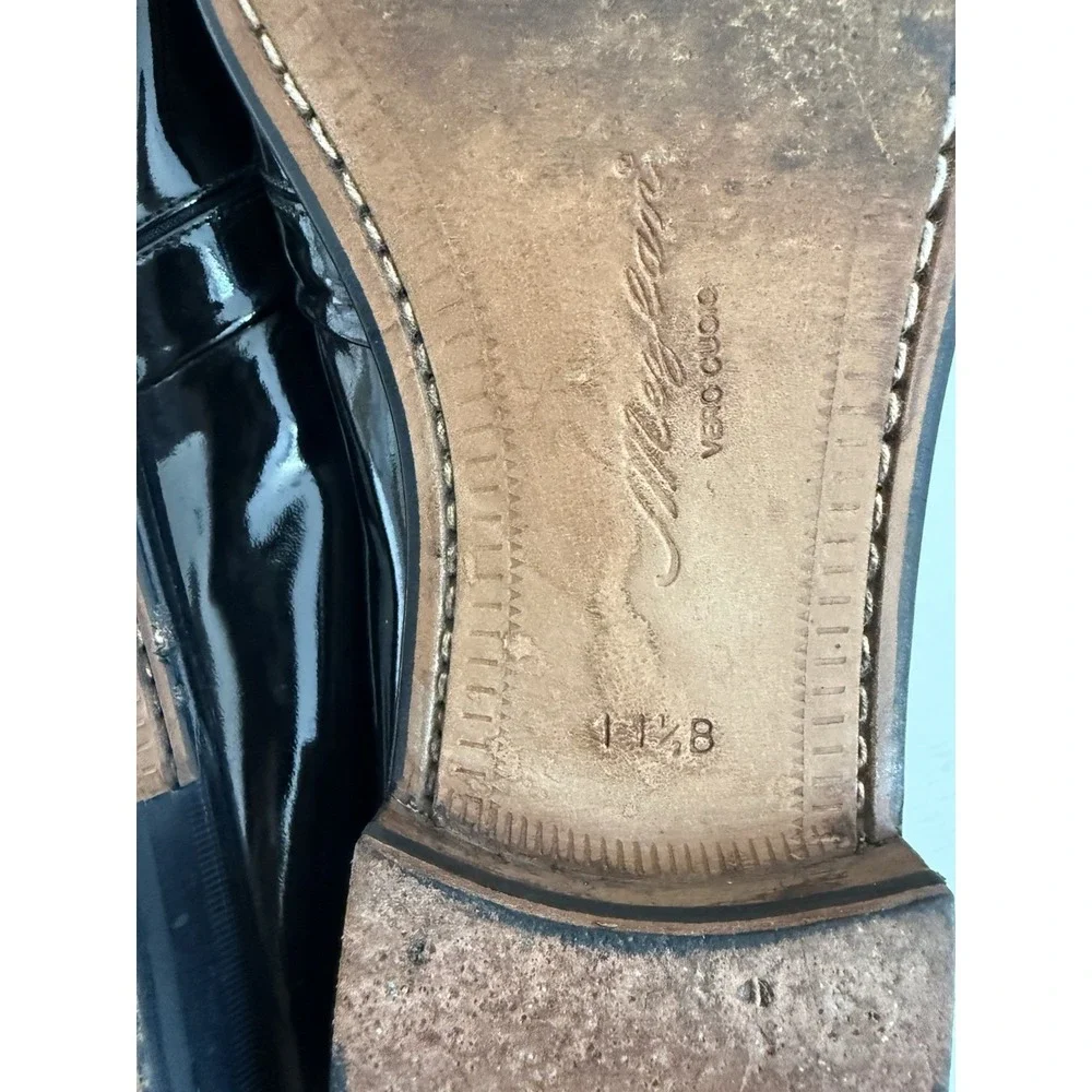 Mezlan Mirage Tuxedo Dress Loafers Shoes Black Mens Size 11.5 B Patent Leather